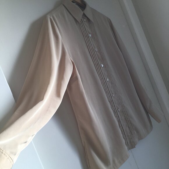 Renato Belestra Micro Crepe Bisque Pintuck Button Down Cufflink Dress Shirt - Picture 3 of 16